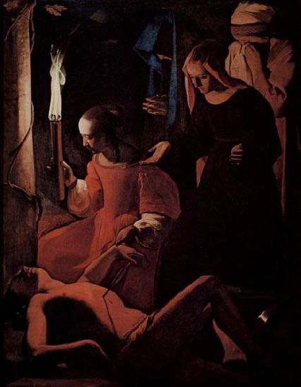 Georges de La Tour St Sebastian tended by St Irene oil painting image